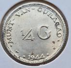 1/4 gulden 1944 Curaçao UNC/FDC, Postzegels en Munten, Munten | Nederland, Zilver, 25 cent, Ophalen of Verzenden, Koningin Wilhelmina