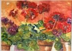 Aquarel “Geraniums”. Beatrix Koning., Ophalen