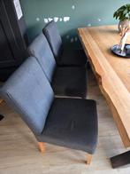3 Woood eetkamerstoelen en 1 eetkamerbank., Huis en Inrichting, Ophalen, Gebruikt