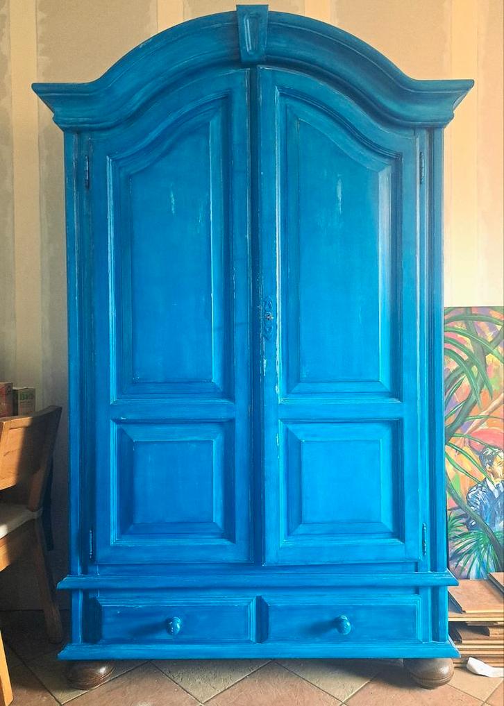 Grote eiken kast gerestyled used petrol look, Huis en Inrichting, Kasten | Overige, Gebruikt, Ophalen of Verzenden