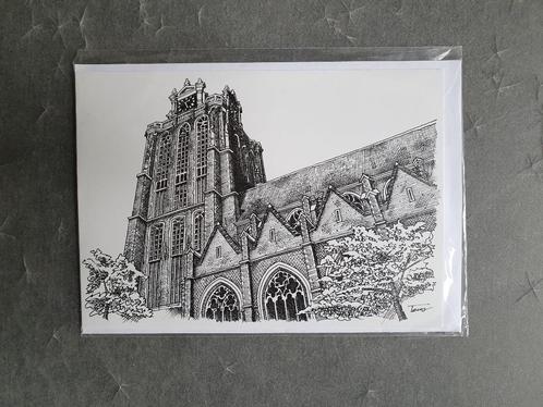 Prent Grote Kerk Dordrecht., Verzamelen, Foto's en Prenten, Nieuw, Prent, Gebouw, 1980 tot heden, Ophalen of Verzenden