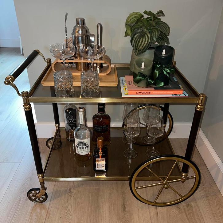 Vintage dranken trolley / serveerwagen ‘70s, Huis en Inrichting, Barren, Zo goed als nieuw, Ophalen