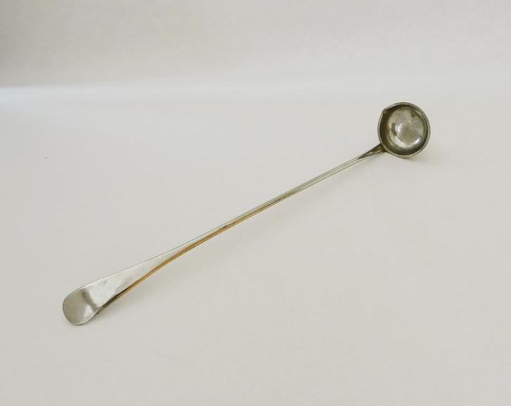 Antiek Tin lange Bowllepel - Punch lepel circa 1900, Antiek en Kunst, Antiek | Bestek, Ophalen of Verzenden
