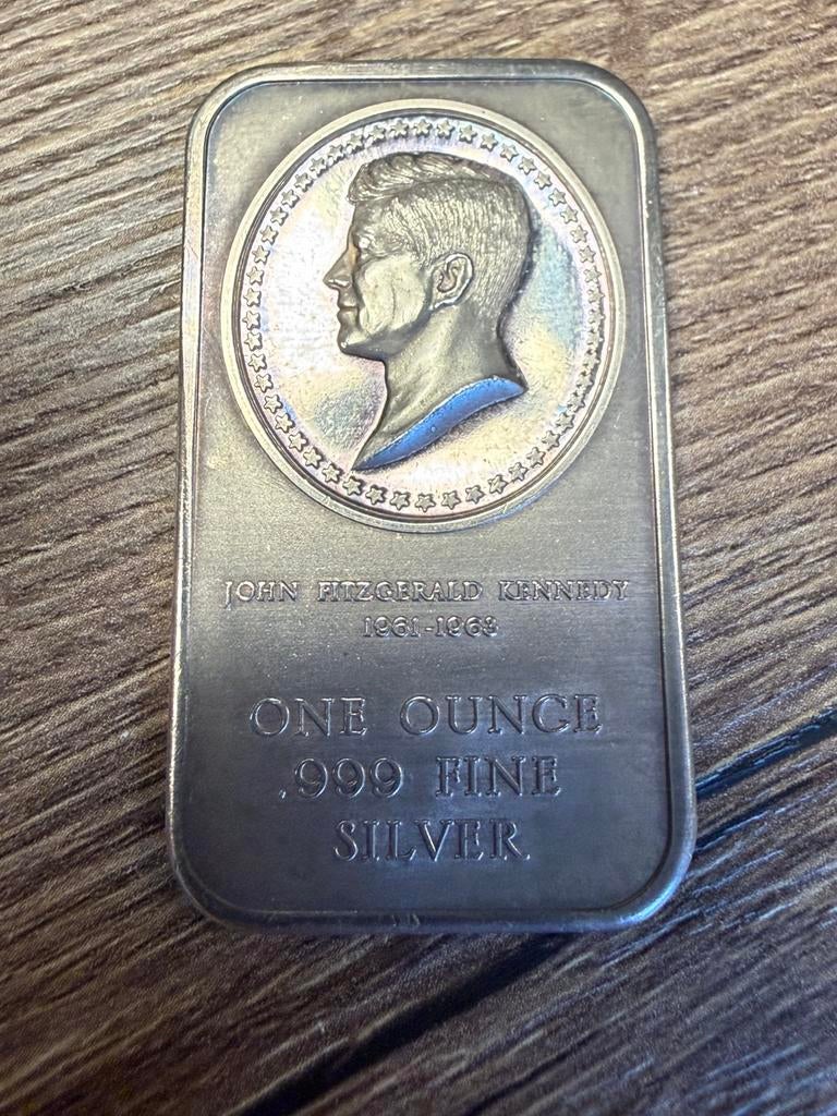 J.F. Kennedy vintage zilverbaar 999, Postzegels en Munten, Ophalen of Verzenden, Zilver