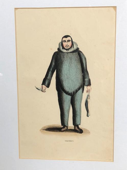 Twee originele lithos uit 1844; eskimo’s, Antiek en Kunst, Kunst | Litho's en Zeefdrukken, Ophalen of Verzenden