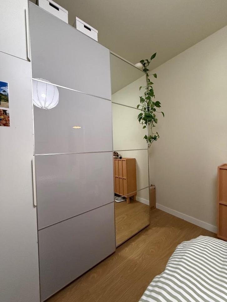 Pax kledingkast met schuifdeuren en spiegel, Huis en Inrichting, Kasten | Kledingkasten, Gebruikt, 200 cm of meer, 100 tot 150 cm