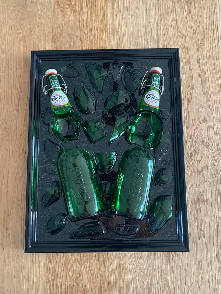Grolsch bier bottle art schilderij, Antiek en Kunst, Kunst | Schilderijen | Modern, Ophalen of Verzenden