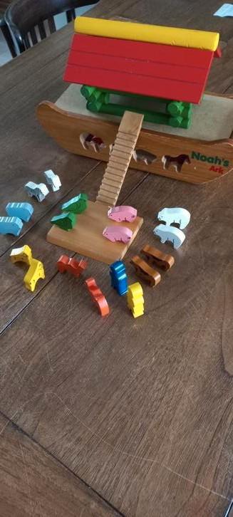VINTAGE EDUCATIEF SPEELGOED HOUTEN NOAH'S ARK ARK VAN NOAH  beschikbaar voor biedingen