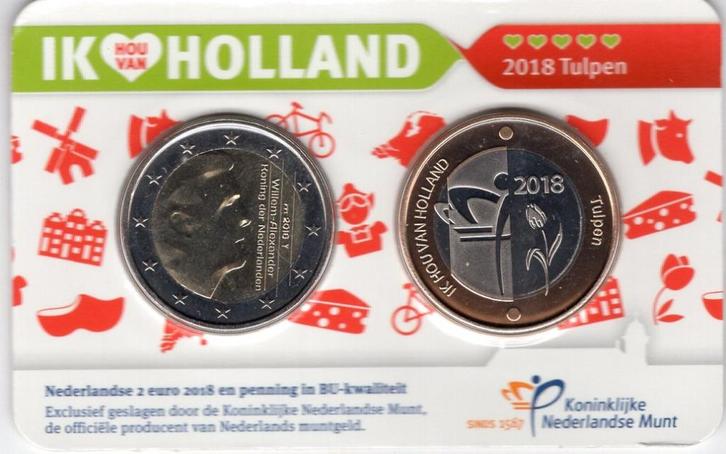 Holland Coin Fair Coincard - 2 Euro Nederland 2018 - Tulpen, Postzegels en Munten, Munten | Europa | Euromunten, Losse munt, 2 euro