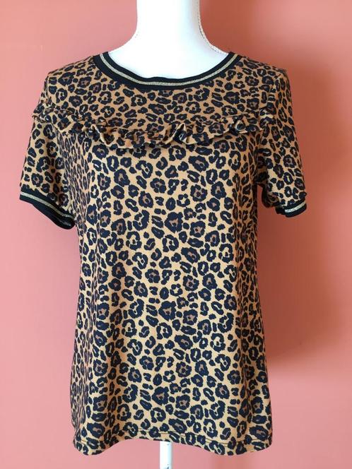 Geisha bruin panterprint t-shirt maat 38, Kleding | Dames, T-shirts, Zo goed als nieuw, Maat 38/40 (M), Bruin, Korte mouw, Verzenden