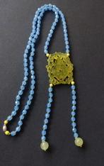 Ketting met Jade, Tsjechische glaskralen en gouden slot, Ophalen of Verzenden, Zo goed als nieuw