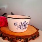 Emaille pan, wit met blauwe bloemen, Ophalen of Verzenden