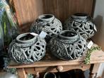 NIEUW set van 4 luxe aardewerk windlichten lantaarns, Huis en Inrichting, Woonaccessoires | Kandelaars en Kaarsen, Ophalen, Nieuw