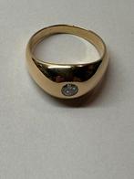 Ring geel goud met diamant, Geel, Ophalen of Verzenden, Zo goed als nieuw, Dame