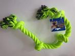 Hondenspeelgoed   "  Flosstouw 4 knoops fluor groen  " 95 cm, Ophalen of Verzenden, Nieuw, Touwen