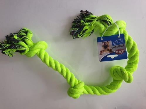 Hondenspeelgoed   "  Flosstouw 4 knoops fluor groen  " 95 cm, Dieren en Toebehoren, Hondenspeelgoed, Nieuw, Touwen, Ophalen of Verzenden