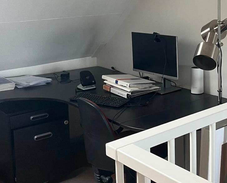 IKEA Galant Hoekbureau 160x120x80 cm met ladenblok, Huis en Inrichting, Bureaus, Zo goed als nieuw, Bureau, In hoogte verstelbaar