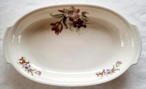 Creme ovale diepe schaal Kahla handvatten tulpen bloemen, Antiek en Kunst, Antiek | Schalen, Ophalen of Verzenden