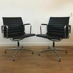 2 IZGS Vitra Eames Aluminium stoel 108 chroom zwart leer, Ophalen, Zwart, Leer, Zo goed als nieuw