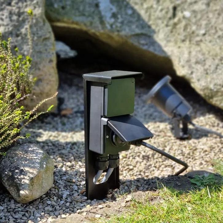 NL6522Z Glampère pro Dubbel stopcontact 2 wartels Zwart, Doe-het-zelf en Verbouw, Elektra en Kabels, Nieuw, Stopcontact, Ophalen of Verzenden