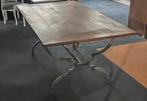 Salontafel eiken gietijzer onderstel, Ophalen, 100 tot 150 cm, 50 tot 100 cm, Zo goed als nieuw