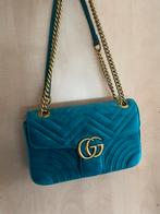 Blauwe velvet schoudertas - Dupe, Sieraden, Tassen en Uiterlijk, Ophalen, Zo goed als nieuw, Blauw, Schoudertasje