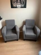 Twee grijze fauteuils, Ophalen, Gebruikt, Minder dan 75 cm, 50 tot 75 cm