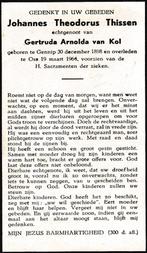 Thissen Johannes 1898 Gennip 1964 Oss, Ophalen of Verzenden, Bidprentje