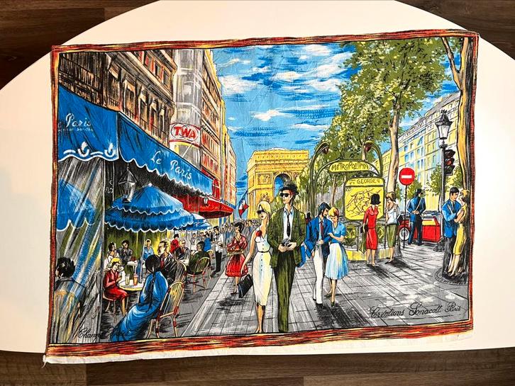 Vintage Franse Theedoek, Antiek en Kunst, Antiek | Kleden en Textiel, Ophalen of Verzenden