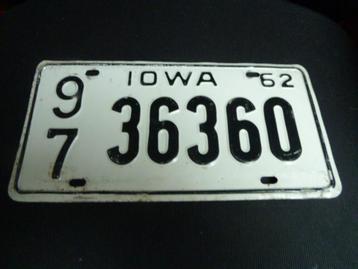 Kentekenplaat licenseplate Iowa 1962 USA