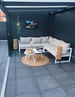 Loungeset wit aluminium + 2 ronde tafeltjes, Tuin en Terras, Ophalen, Zo goed als nieuw, Aluminium