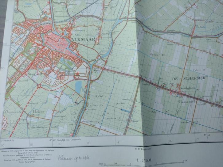 19 BB Alkmaar Stompetoren t,Kruis Plattegrond 1961, Antiek en Kunst, Kunst | Litho's en Zeefdrukken, Ophalen of Verzenden