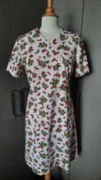 Vintage jurk licht roze met bloemen 50s 60s, Ophalen of Verzenden, Gedragen, Roze, Onder de knie