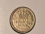 Engeland six pence 1943, Postzegels en Munten, Ophalen of Verzenden, Overige landen, Zilver