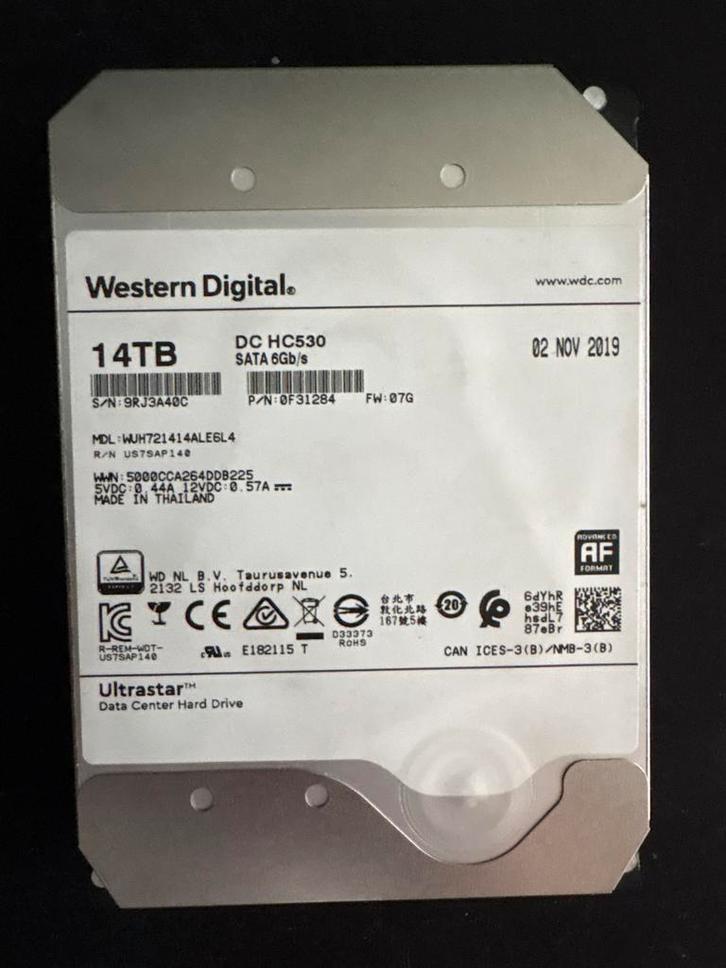 WD Ultrastar 14TB SATA HDD, Computers en Software, Harde schijven, Gebruikt, Server, Intern, HDD, Ophalen of Verzenden