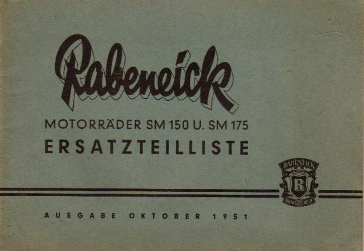 Rabeneick SM150 SM175 Ersatzteilliste (1951) 4457z, Motoren, Handleidingen en Instructieboekjes, Overige merken, Verzenden
