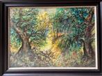 Jan Makkes – Boslandschap met lichtinval,1982, gesigneerd, Antiek en Kunst, Ophalen