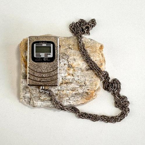 Vintage horloge / stopwatch aan ketting | Exact LCD Quartz, Sieraden, Tassen en Uiterlijk, Horloges | Antiek, Overige merken, Staal
