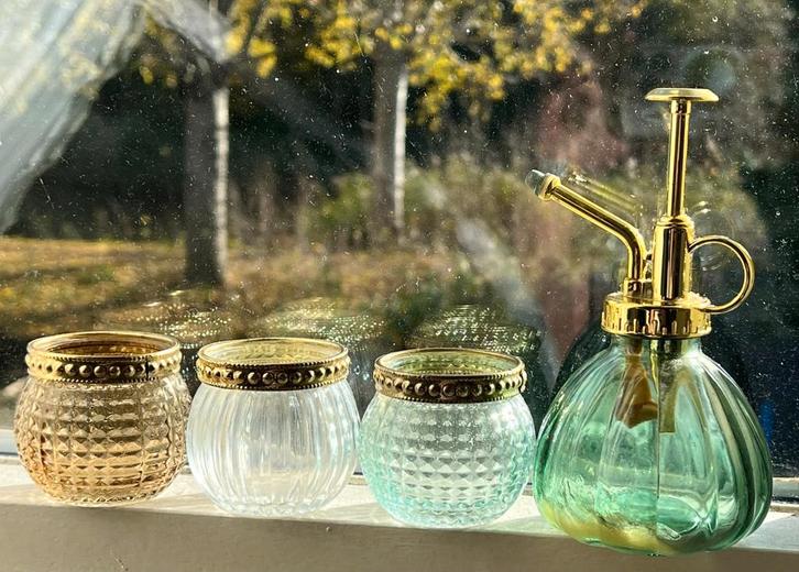 Theelichthouders & Plantenspuit Set, Antiek en Kunst, Antiek | Glas en Kristal, Ophalen