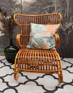 VINTAGE RETRO ROHE BAMBOE BAMBOO ROTAN RIET STOEL FAUTEUIL, Verzamelen, Retro, Ophalen of Verzenden