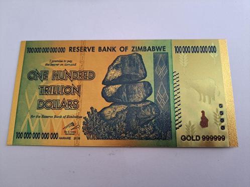 BILJET -ZIMBABWE - GOUDFOLIE-100 TRILLION/ BLAUW  D(236), Postzegels en Munten, Bankbiljetten | Afrika, Los biljet, Zimbabwe, Ophalen of Verzenden