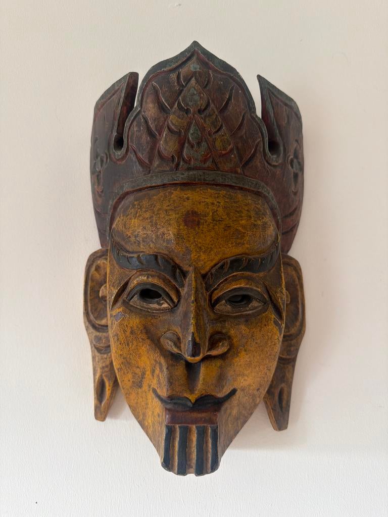 Houten masker uit Rajasthan, India, Ophalen of Verzenden