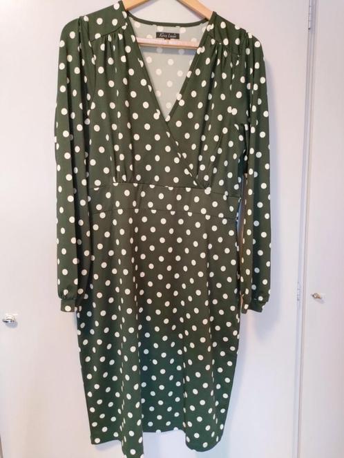 King Louie jurk, groen met stippen, maat XL, Kleding | Dames, Jurken, Zo goed als nieuw, Maat 42/44 (L), Groen, Knielengte, Ophalen of Verzenden