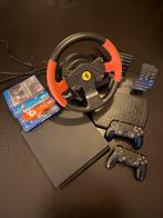 PlayStation 4 met 2 controllers, stuur en games, Spelcomputers en Games, Ophalen of Verzenden, Gebruikt, Met 2 controllers, Met games