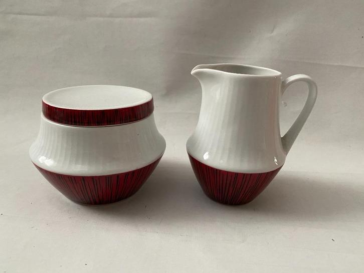 Retro Porseleinen Suikerpot en Melkkannetje Spenzo., Huis en Inrichting, Keuken | Servies, Gebruikt, Overige typen, Overige stijlen