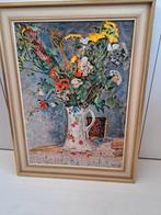 Mooie lijst met prent van vaas met bloemen, 50 tot 75 cm, Onbekend, Ophalen of Verzenden, Onbekend