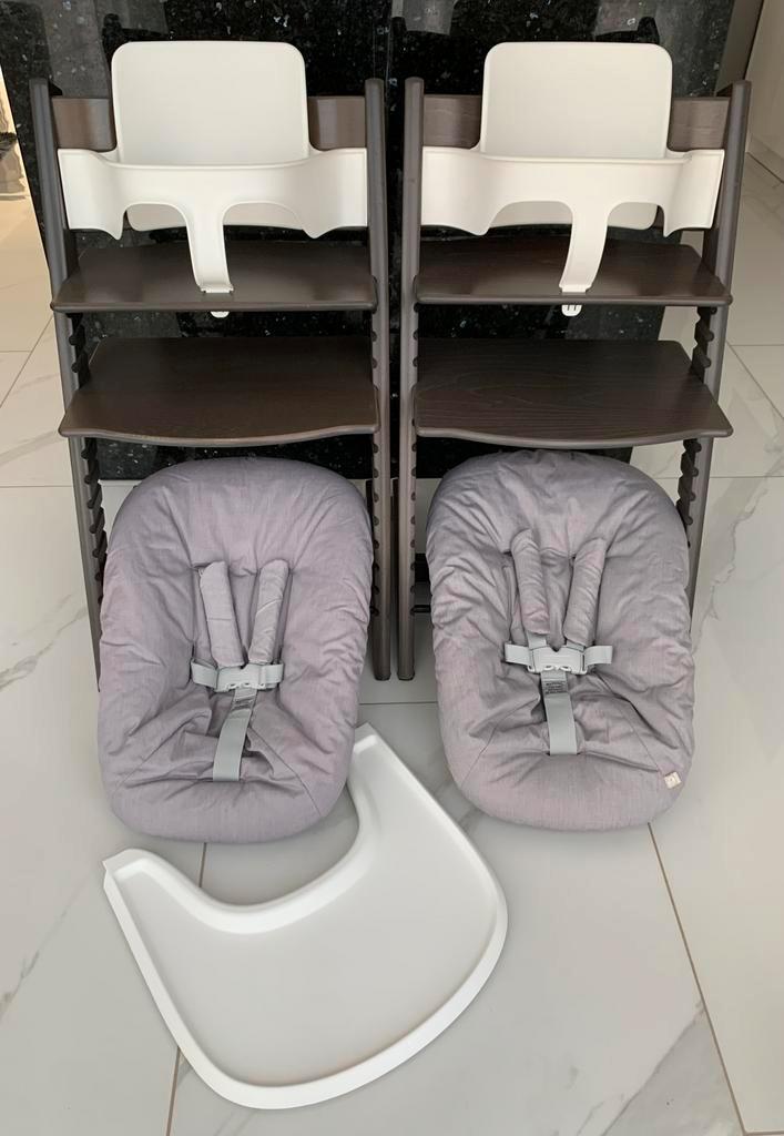 STOKKE ZGAN Hazy Greys & Newborn 2 Standen , Playtray, Kinderen en Baby's, Kinderstoelen, Zo goed als nieuw, Meegroeistoel, Aanschuifbaar