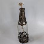 Vintage olielampje incl lont met metalen ornamenten, Ophalen of Verzenden