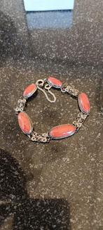 Antieke Zilveren Bloedkoraal Armband Jaren 30, Sieraden, Tassen en Uiterlijk, Armbanden, Ophalen of Verzenden