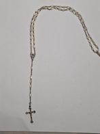 Antiek Sterling zilveren rozenkrans ketting met parelmoer, Antiek en Kunst, Ophalen of Verzenden, Zilver